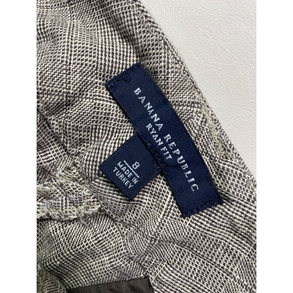 Banana Republic Linen Blend Plaid Bermuda Shorts Size 8 Brown Capsule Classic - Picture 15 of 16